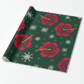 Papier Cadeau Hibiscus floral tropical Snowflakes Noël | (Déroulé)