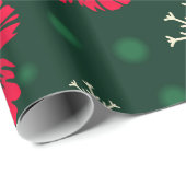 Papier Cadeau Hibiscus floral tropical Snowflakes Noël | (Coin rond)