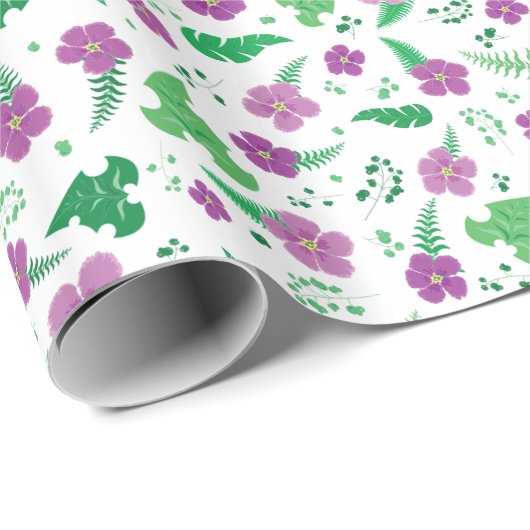 Papier Cadeau Hibiscus pourpre (Coin rond)