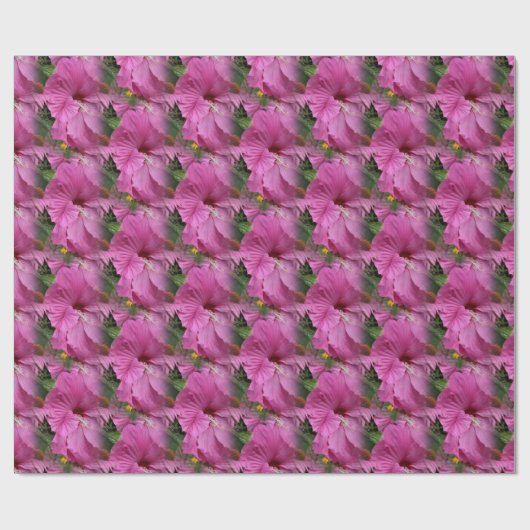 Papier Cadeau Hibiscus rose nature (Plat)