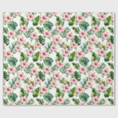 Papier Cadeau Hibiscus rose tropical (Plat)