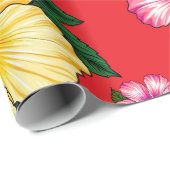Papier Cadeau Hibiscus tropical (Coin rond)