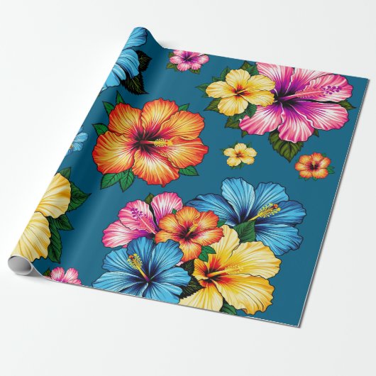 Papier Cadeau Hibiscus tropical (Déroulé)