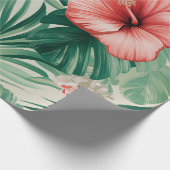 Papier Cadeau Hibiscus Tropical & Monstera (Coin)