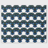 Papier Cadeau Hibou bleu (Plat)