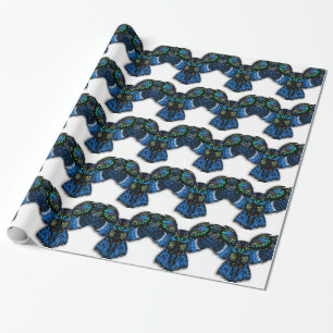 Papier Cadeau Hibou bleu