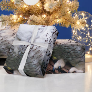 Papier Cadeau Hibou des neiges majestueux d'hiver
