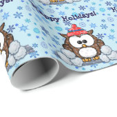 Papier Cadeau hibou d'hiver (Coin rond)