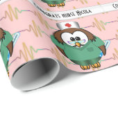 Papier Cadeau hibou d'infirmière (Coin rond)
