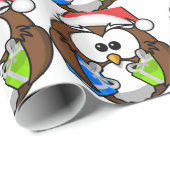 PAPIER CADEAU HIBOU INDIGÈNE (Coin rond)