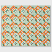 Papier Cadeau Hibou orange mignon (Plat)
