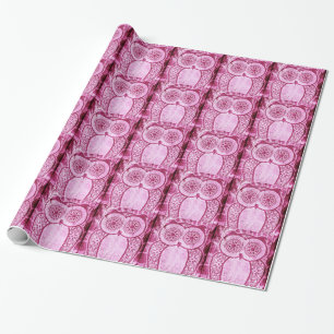 Papier Cadeau Hibou rose de Hootie de jeans de StellaRoot