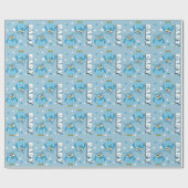 Papier Cadeau Hiboux bleu-clair de point de polka de bébé (Plat)