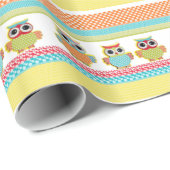 Papier Cadeau Hiboux de taches de couleurs (Coin rond)