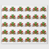 Papier Cadeau Hiboux enveloppant des cadeaux de Noël (Plat)