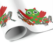 Papier Cadeau Hiboux enveloppant des cadeaux de Noël (Coin rond)