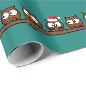 Papier Cadeau Hiboux originaux de Noël (Coin rond)