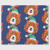 Papier Cadeau hideux tigre de noël santa claus (Plat)