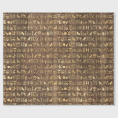 Papier Cadeau Hiéroglyphes d'Égypte d'or sur les Brown (Plat)