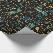 Papier Cadeau Hiéroglyphes égyptiens anciens Marbre et or (Coin)