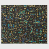 Papier Cadeau Hiéroglyphes égyptiens anciens Marbre et or (Plat)