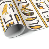 Papier Cadeau Hiéroglyphes égyptiens jaune-noir couleur transpar (Coin rond)