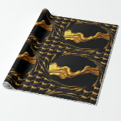 Papier Cadeau High-End Gifting: Full Liquid Gold Black Monochrom (Déroulé)