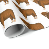 Papier Cadeau Highland cow (Coin rond)