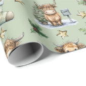 Papier Cadeau Highland Cow Holiday Parade (Coin rond)