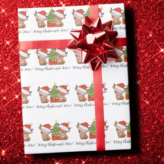 Papier Cadeau Highland Cow Joyeux Noël à Moo Don
