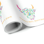 Papier Cadeau Highland Cow Messy Cheveux ne se soucient pas Colo (Coin rond)