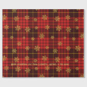 Papier Cadeau Highland Heart Tartan Gold Snowflake Personnalisé (Plat)