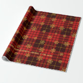 Papier Cadeau Highland Heart Tartan Gold Snowflake Personnalisé (Déroulé)