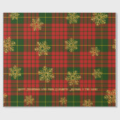 Papier Cadeau Highland Noel Tartan Gold Snowflake Personnalisé (Plat)