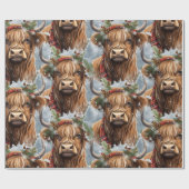 Papier Cadeau Highlander de la vache de Noël (Plat)