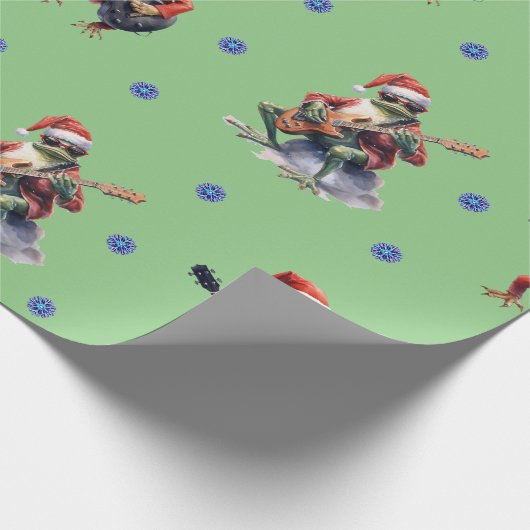 Papier Cadeau Hilaried Frog Rock Band Noël sur Green (Coin)