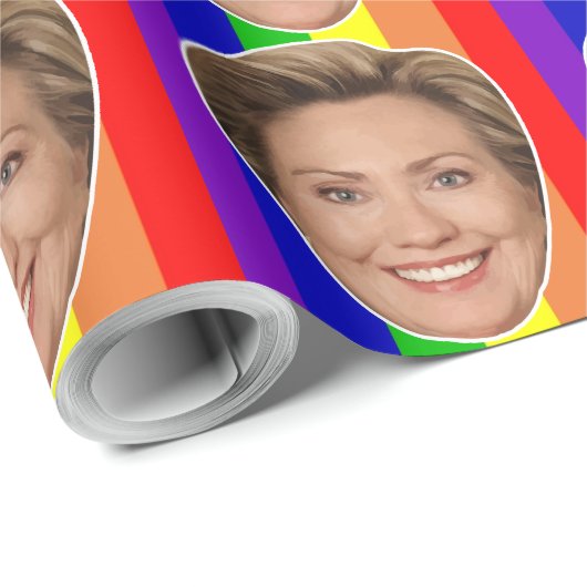 Papier Cadeau Hillary Clinton Rainbow Wrapper Paper (Coin rond)
