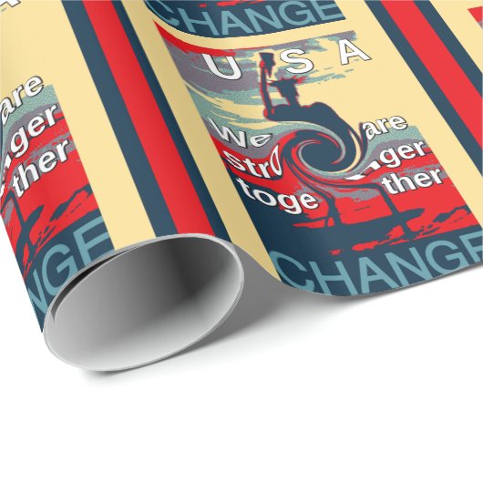 Papier Cadeau Hillary USA nous sommes plus forts ensemble (Coin rond)