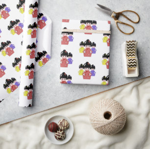 Papier Cadeau Hinamatsuri, poupée japonaise du Jour des Filles