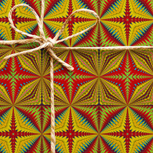 Papier Cadeau Hippie bohème Rouge Jaune Vintage Tribal Ethnie