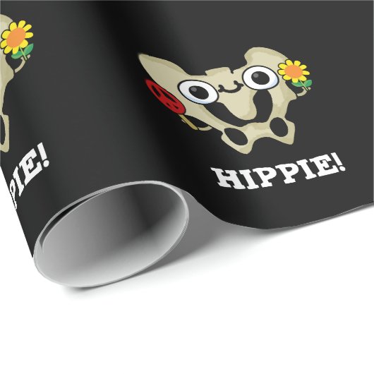Papier Cadeau Hippie Funny Hip Bone Pun Dark BG (Coin rond)