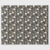 Papier Cadeau Hippie Halloween Skulls et Fleurs Motif (Plat)