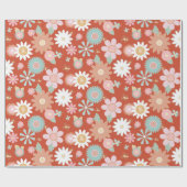 Papier Cadeau Hippie rétro des années 60 les années 70 Daisy Flo (Plat)