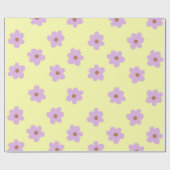 Papier Cadeau Hippie Retro Purple Jaune Fleur Y2K Motif (Plat)