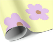 Papier Cadeau Hippie Retro Purple Jaune Fleur Y2K Motif (Coin rond)