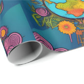 Papier Cadeau Hippie Terre (Coin rond)