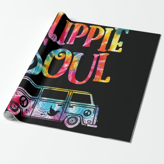 Papier Cadeau Hippie Tie Dye Van Hippie Soul (Déroulé)