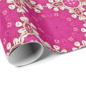 Papier Cadeau hippie tribale gypse bohème fuchsia Magenta (Coin rond)