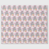 Papier Cadeau Hippo mignonne avec du papier à baguette et à boul (Plat)