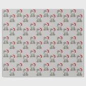 Papier Cadeau Hippo Noël Animaux d'hiver Hippopotames Enveloppem (Plat)